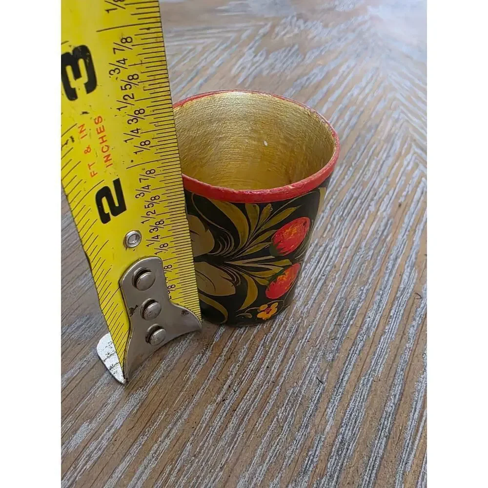 SSR‎ Russian Khokhloma Lacquer Ware 3 Shot Glasses